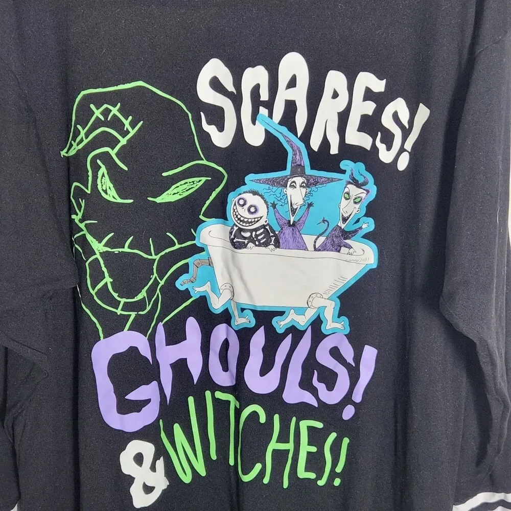 Disney Nightmare Before Christmas Scares Ghouls Witches Sleep Shirt M 8-10 - Picture 3 of 9